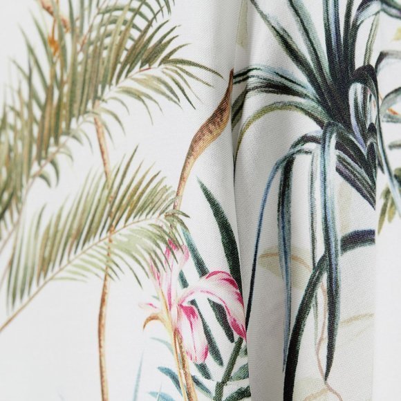 H&M Leaf Palm Floral Exotic Cheetah Jungle Print Mini Dress with‎ Tie Sleeve 8P - Picture 2 of 2